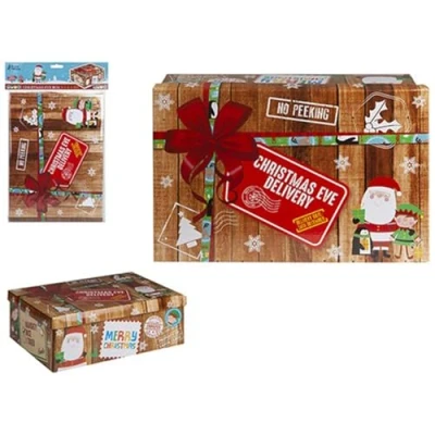 Image of Festive Multicolor &#039;New Xmas Design&#039; Eve Box Small 21 x 32 11cm (1 Pc.) Unique &amp; Vibrant Design Ideal for Gifts Home Decor