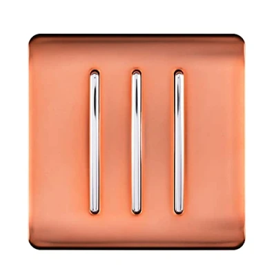 Image of Trendi Artistic Modern 3 Gang 2 Way 10 Amp Rocker Light Switch Copper