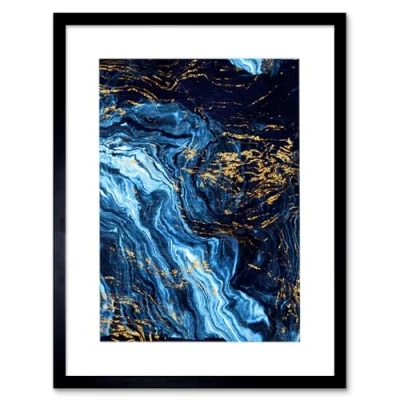 Image of Wee Blue Coo Abstract Dark Gold Pour Art Print Framed Poster Wall Decor 12X16 Inch