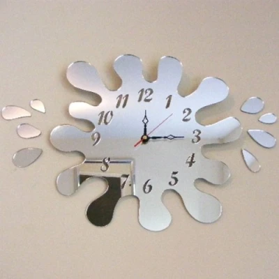 Image of Super Cool Creations Splash Puddle Clock Mirror with 8 splashes 30cm x 25cm