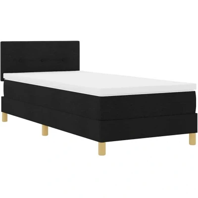 Image of vidaXL Box Spring Bed with Mattress Black 90x190 cm Fabric
