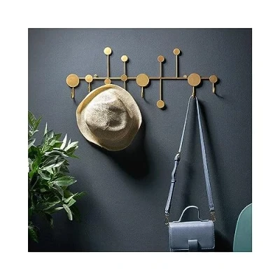 Image of Balama Gold Metal Hook Rack with 6 Hooks, 59.5 x 3 23.5 cm, Coat Rack, Wall Towel Hook, Multi Purpose