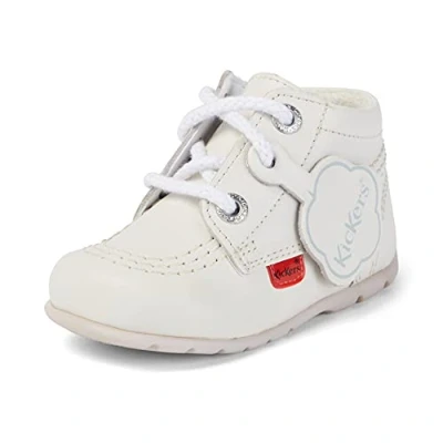 Image of Kickers Unisex Baby Kick Hi Ankle Boots with Zip Extra Flexibility for Easy, White, 1 UK Child
