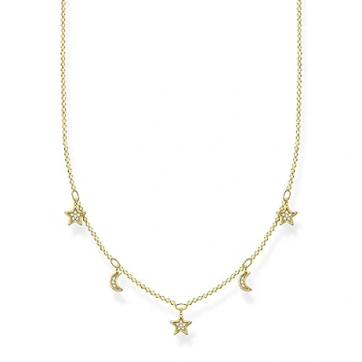 Image of THOMAS SABO Women&#039;s Necklace Moons &amp; Stars Gold 925 Sterling Silver 40 45 cm, Silver, Not applicable
