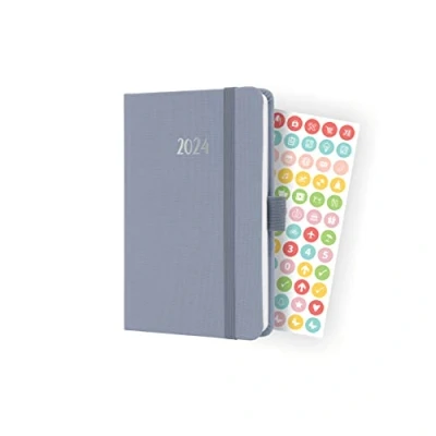 Image of SIGEL J4406 Weekly planner Jolie 2024, FSC certified, 2 pages equal to 1 week, hardcover with a fabric surface, approx. A6, lilac, 174