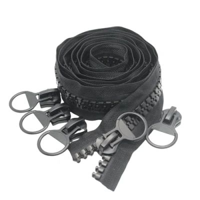 Image of YaHoGa Super Large Plastic Zipper Black 14mm Wide Teeth Heavy Duty Zippers by The Yard Bulk for DIY Sewing Tailor Crafts Bags Tents (#20 1.8M)