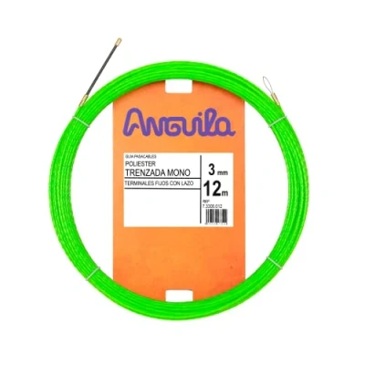 Image of Anguila Max 7.3300.012 Cable Tie Guide Polyester Braided Monofilament Ø3 mm 12 Metres and Fixed Terminals with Tie, Green