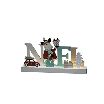 Image of Konstsmide Christmas Lights/LED Wooden Scene Battery Operated or USB, Wood, Multi