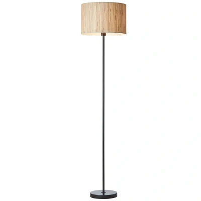 Image of Longshore Base &amp; Shade Floor Lamp, Natural Seagrass, Matt Black
