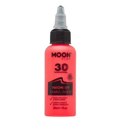 Image of Moon Glow Neon UV 3D Fabric paint 30ml Intense Red Textile for clothes, t shirts, bags, shoes &amp; canvas