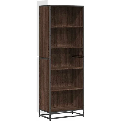 Image of vidaXL Bookcase Bookshelf Storage Cabinet Brown Oak, Engineered Wood &amp; Metal Frame, Modern Industrial Design, 5 Shelves Office/Living Room Versatile Organisation