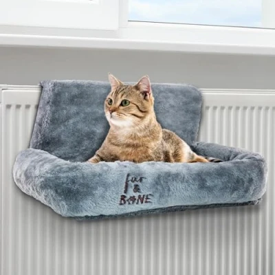 Image of Fur &amp; Bone Cat Radiator Bed, Bed Warm Fleece Hammock With Washable Cover Hanging beds for Indoor Cats, Accessories Kittens Cats (50x43x26cm)