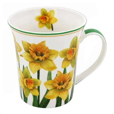 Image of The Leonardo Collection LP94567 Daffodils Floral Mug, Yellow, Green and White, Fine China, Boxed