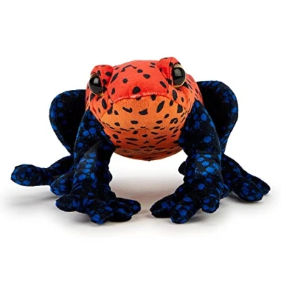 Image of Zappi Co Plush Children&#039;s Stuffed Soft Cuddly Toy Part of Safari Animals Collection, Perfect for Kids (21cm Width) (Dart Frog (Red/Black))