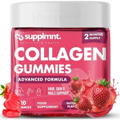 Image of Marine Collagen Gummies Hydrolysed Peptides with Biotin, Hyaluronic Acid &amp; Vitamin C Supplements for Women and Men 120 Gummies. Skin, Hair Nails 2 Months Supply