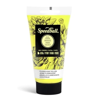 Image of Speedball 75ml 2.5oz Water Soluble Block Ink Fluorescent Yellow, for Printing, Lino, Screen Artists Kit