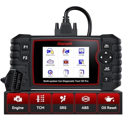 Image of iCarsoft OBD2 Scanner CR Pro (Enhance Version), Car Diagnostic Tool with Full System Diagnostic, 9 Service Functions, Battery Test, Oil Reset/EPB/BMS/ETC/SAS/DPF/ABS Bleeding/TPMS/INJ, Lifetime Update