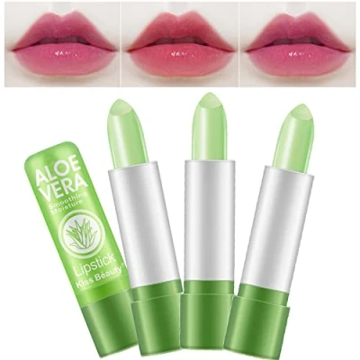 Image of Magic Color Changing Aloe Vera Moisturizing Lipstick Set, BEEXY Temperature Change Long Lasting Lip Balm