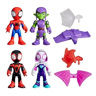 Image of Spidey and his Amazing Friends Marvel Web Slinging Adventure Set, Spider Man Action Figures
