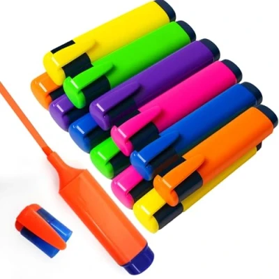 Image of SOL 12pk Highlighters Chisel Tip Marker Pens Bright Fluorescent Ink in Assorted Colours Office Supplies
