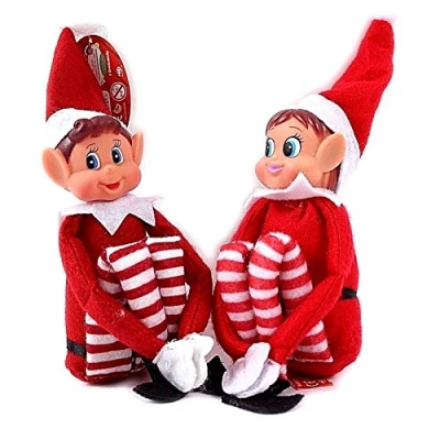 Image of 30cm 12&quot; Bend and Pose Naughty Behaving Badly Elf Girl &amp; Boy