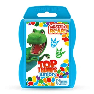 Image of Top Trumps Junior Dinosaur Roar Card Game, play with Honk and Flap, 5 educational games including pairs, observation quiz spot the difference, gift toy for boys girls aged 3 plus