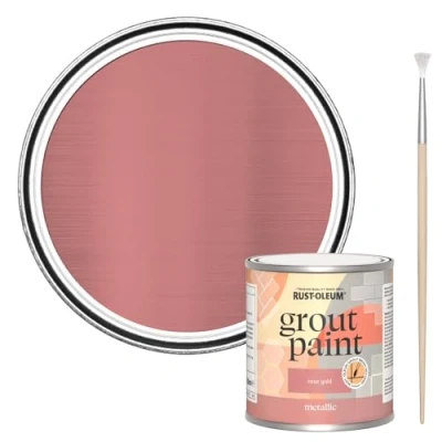 Image of Rust Oleum Metallic Ultra Durable Grout Paint Rose Gold 250ml