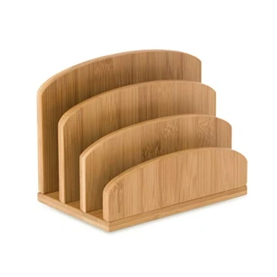 Image of OSCO Bamboo Letter Holder Mail Sorter Post Rack Envelope Organiser Document Stand Desk File Storage Display Slots H14 x W19 D10.5 cm