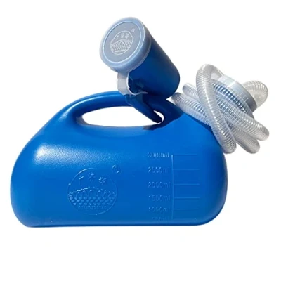 Image of YUMSUM 3000ML Large Male Urinal Portable Mens Potty Pee Bottle Collector Travel Toilet 46 Long Tube (Blue with Hose)