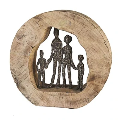 Image of Casablanca Decorative Figure Sculpture Family Happiness Love Made of Wood Aluminium with Saying Pendant Decoration Living Room Gift Birthday Height 28 cm