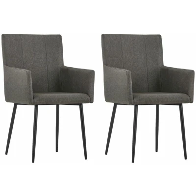 Image of vidaXL Dining Chairs with Armrests 2 pcs Taupe Fabric
