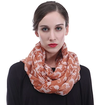 Image of Cat Print Women&#039;s Infinity Scarf Snood Lightweight (Brown)