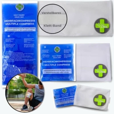 Image of LisaCare Ice Pack with Velcro Fastening, 3 x Gel Cooling Pads + Fleece Covers for Pads, Multiple Compresses in Set (Set of Carrying Aids)