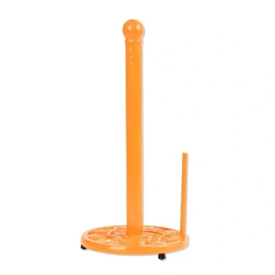 Image of MINLUFUL Cast Iron Paper Towel Holder, Vintage Chic Pumpkin Pattern Weighted Base Roll Holder Stand for Kitchen Bathroom Countertops, Orange