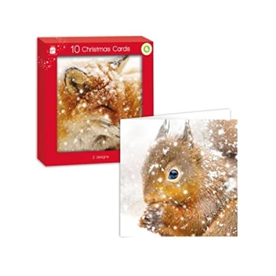 Image of GIFTMAKER Pack 10 Square Christmas Cards 2 Woodland Animal Designs