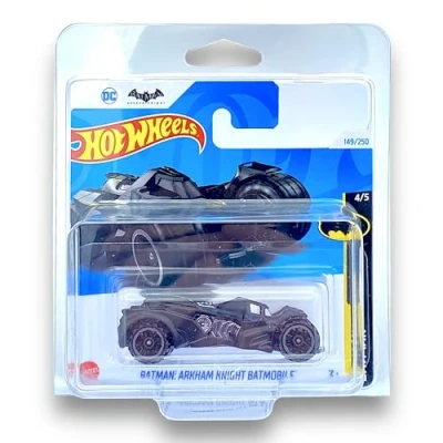 Image of Hot Wheels Batman: Arkham Knight Batmobile (Black &amp; Yellow) 4/5 Batman 2024 149/250 (Short Card) COMES IN A GENUINE KLAS CAR KEEPER PROTECTOR CASE HTB22