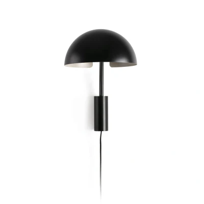 Image of Dominica Dome Wall Lamp Black, Black 1x E27