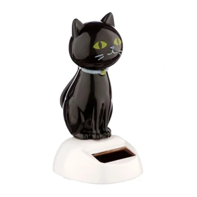 Image of Puckator Lucky Black Cat Solar Pal Home Office Table Desk Dashboard Car Decor Decoration Gift Ideas Gifts For Teenage Old Boy Girl Dad Mums Powered KIds Toys Toy Figure Figures