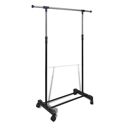 Image of vidaXL Adjustable Clothes Rack Durable Stainless Steel with Portable Design, Extending Hanging Rail, 4 Smooth Castors and Easy Assembly