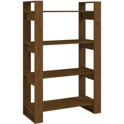Image of vidaXL Book Cabinet/Room Divider Honey Brown 80x35x125 cm Solid Wood