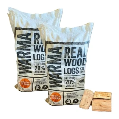 Image of 106L Kiln Dried Real Wood Logs Mixed Premium Softwood 2 x 53L Large Bags Ready to Burn &amp; Moisture Content Below 20% Suitable for Fire Pits Open Fires Burning Stoves Oven Burners