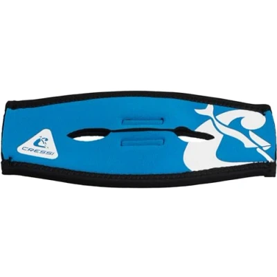 Image of Cressi Pony Tail Neo Mask Strap Cover_Blue/White Neoprene Cover for Diving and Snorkelling Masks, Blue/White, One Size, Unisex