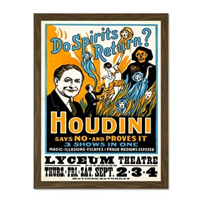 Image of Wee Blue Coo Vintage Advert Theatre Spirits Houdini Art Large Framed Print Poster Wall Decor 18x24 inch
