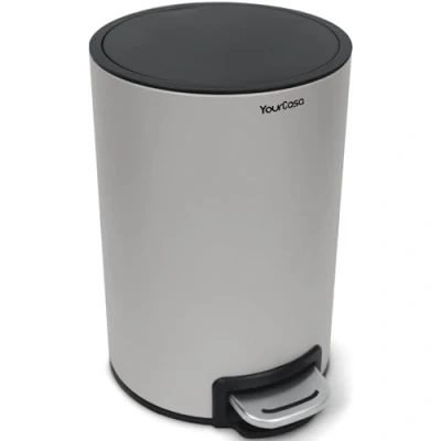 Image of YourCasa® Bathroom Bin [5L] Elegant Design Small Cosmetic with Lid and Soft Close Waste Toilet Removable Inner Bucket (Beige)