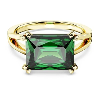 Image of Swarovski Matrix Cocktail Ring, Refined Band Adorned With a Green Crystal in an Emerald Hue, From the Collection, Size 60