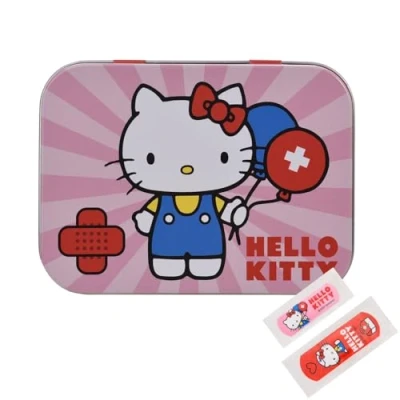 Image of Hello Kitty Plasters in Metal Tin Box, Two Sizes with Cute Design, Easy Removal &amp; Skin Friendly, Breathable Adhesive, 24