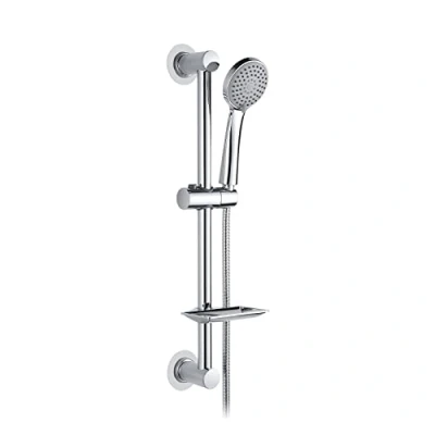 Image of Ibergrif M20903 1 Shower Riser Rail, Nail Free Slide Bar with Head,170CM Hose,Shower Head Holder and Soap Dish, Adjustable Height Bracket for Bathroom,Silver