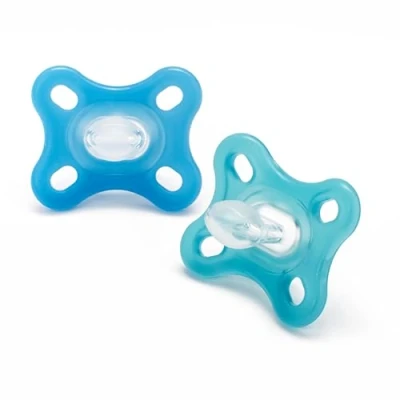 Image of MAM Comfort All Silicone Soothers 0 3 Months (Pack of 2), Soft and Light soother, Premature Newborn Essentials, with Self Sterilising Travel Case, Blue