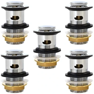 Image of Xcel Home Replacement Slotted Chrome Click Clack Basin Waste Brass Pop Up Sink Plug Standard G 1 1/4&quot; BSP Connection (Standard 5 Waste)
