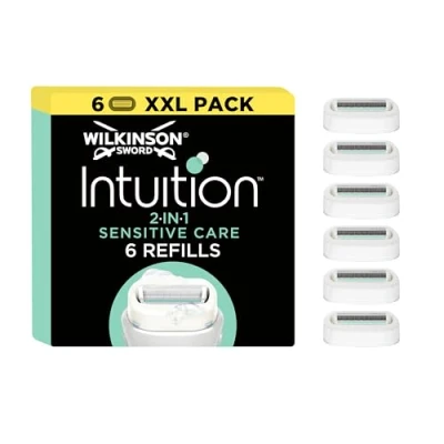 Image of WILKINSON SWORD Intuition Sensitive Care For Women No Shave Gel Needed Pack of 6 Razor Blade Refills